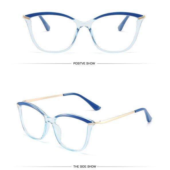 Kính TR90 gọng kim loại chống ánh sáng xanh phong cách Hàn Quốc
