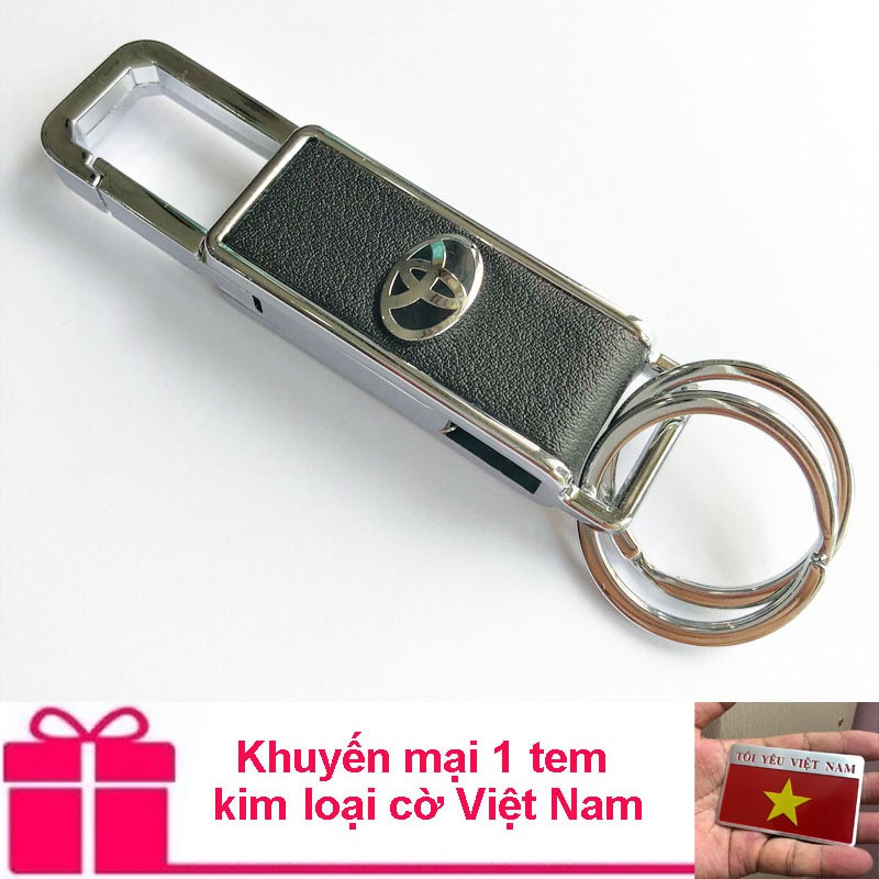 Móc khóa logo ô tô cao cấp 06 (Toyota) -Tặng 1 tem kim loại cờ Việt Nam