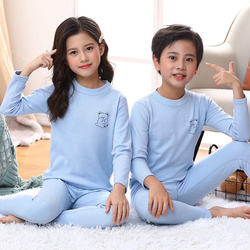 Bộ Đồ Ngủ Màu Trơn Chất Lượng Cao Cho Bé Trai Và Gái Size 100-180