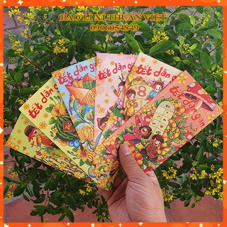 Xấp 6 Bao Lì Xì 2021 – Bộ Tết Dân Gian – 4-6 Mẫu Chủ Đề Tết Dân Gian – Bao Lì Xì Thuần Việt