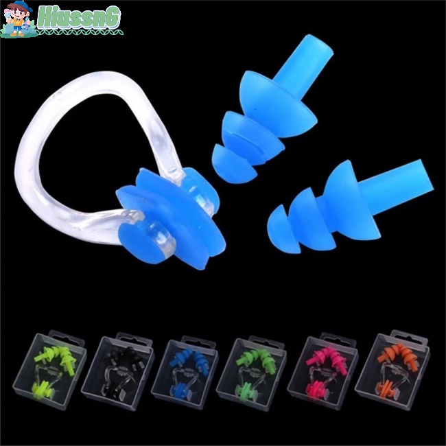 Bộ Nút Bịt Tai &amp; Kẹp Mũi Bằng Silicone Ba Lớp Chống Nước Cho Hoạt Động Bơi Lội W32