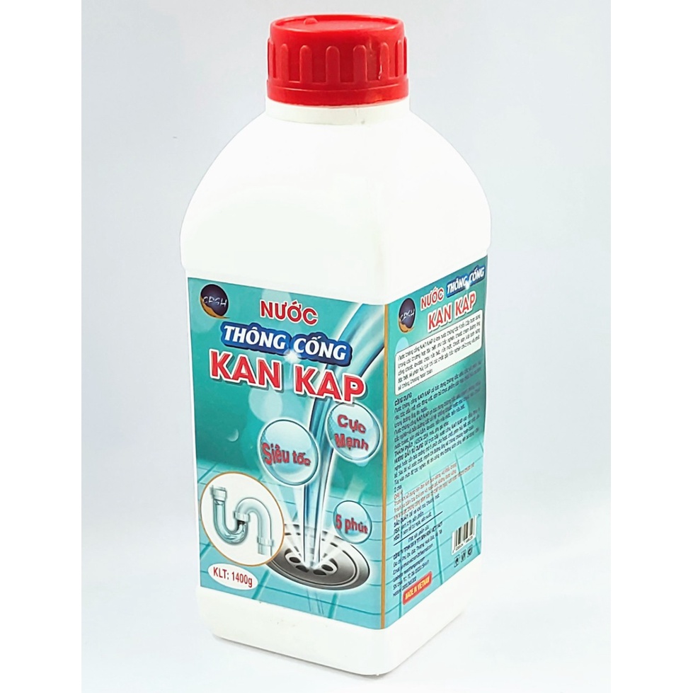 Nước thông cống siêu mạnh KanKap 1500g đổ là thông sau 5 phút, Nước thông cống tốt nhất tắc ở đâu thông ở đó chi phí ít