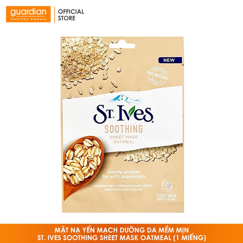 Mặt nạ yến mạch dưỡng da mềm mịn St. Ives Soothing Sheet Mask Oatmeal 23ml (1 miếng)