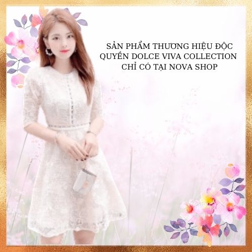 Váy ren xòe tay lỡ V1847 - Đầm thương hiệu DOLCE VIVA COLLECTION (Kèm ảnh thật )