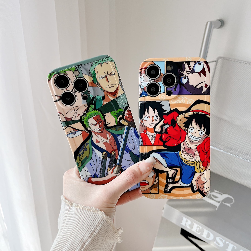 Ốp Điện Thoại Họa Tiết Hoạt Hình Zoro Và Luffy Chống Sốc Cho iPhone 14 / 13 / 12 / 11