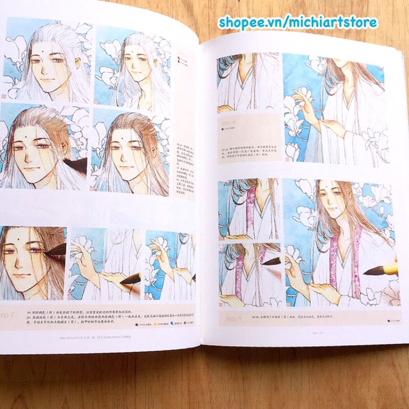 Tại Liễu Biên - Artbook vở tranh hướng dẫn vẽ màu nước mỹ nam và hoa