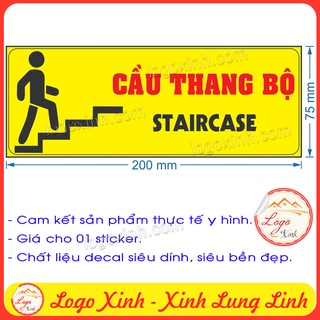 Logo tem sticker thông báo chỉ dẫn vị trí cầu thang bộ - stair case