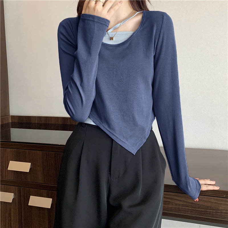 Á́o thun IELGY dài tay hai lớp phong cách thời trang dành cho nữ