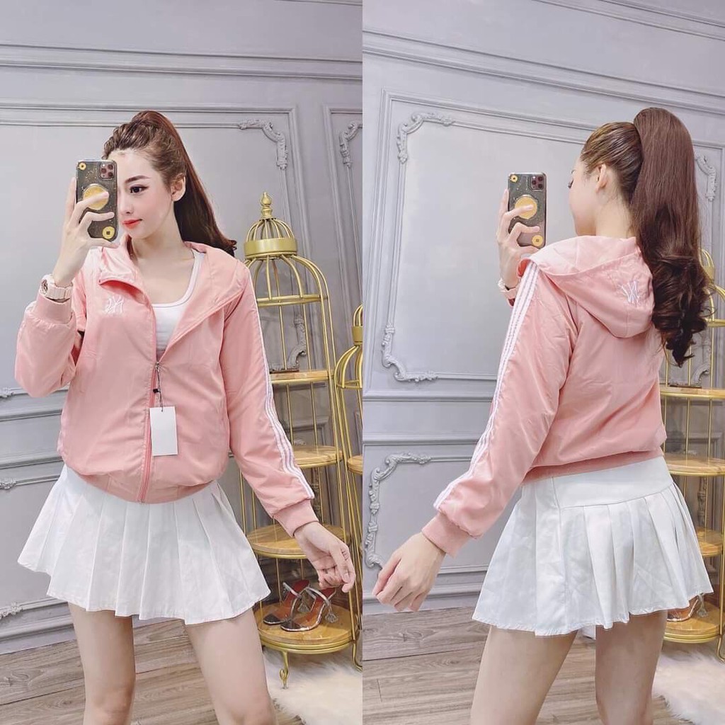 [Mã FAMAYWA giảm 10K đơn 50K] Áo khoác nữ Áo khoác nữ gió dù 2 lớp chống nắng phối viền sọc cổ cao ngộ nghĩnh-dễ thương | BigBuy360 - bigbuy360.vn