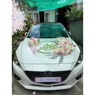 HOA GIẢ TRANG TRÍ XE CƯỚI ĐẸP | MÀU HỒNG TRẮNG