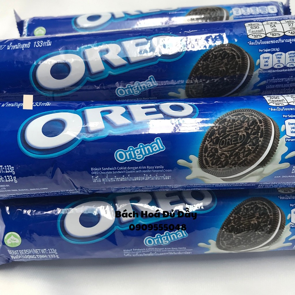 Bánh quy socola Oreo vị Vanilla gói 119,6g thơm ngon chuẩn vị