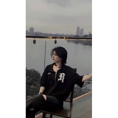 Áo Polo Nam Nữ Unisex Khoá Kéo Form Rộng Godmother
