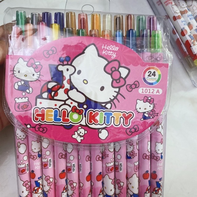 Vỉ 12-18-24 cây bút sáp màu vặn loại lớn thân hình hoạ tiết đáng yêu cho bé