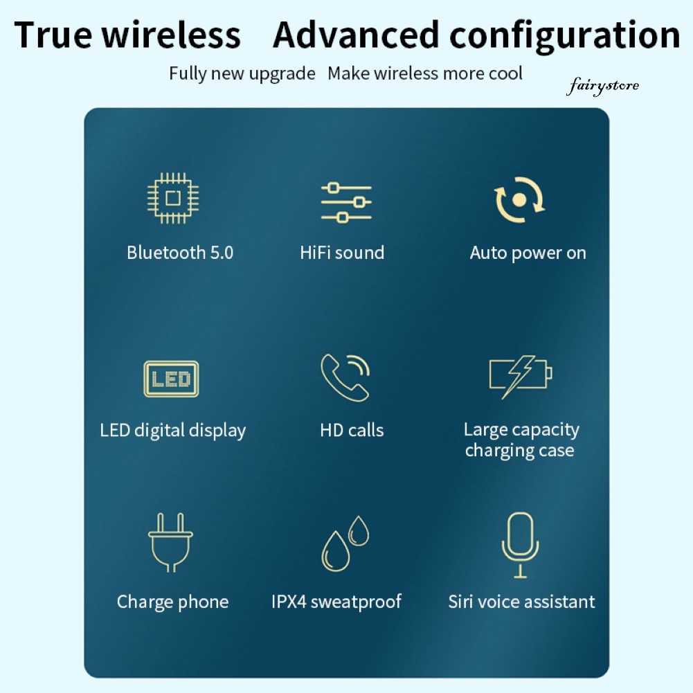 Tai Nghe Nhét Tai Bluetooth 5.0 Không Dây Fs + M2d Có Đèn Led