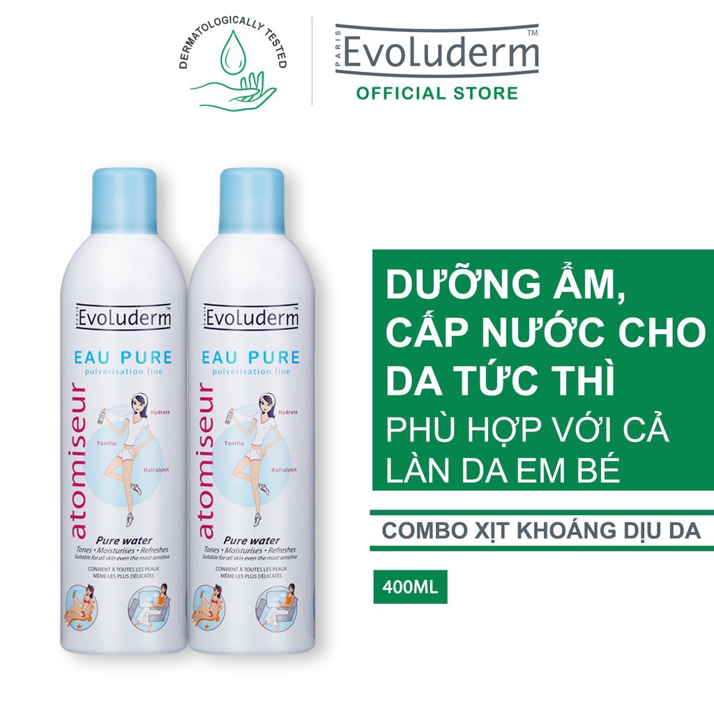 Xịt khoáng Evoluderm dưỡng ẩm cấp nước cho da 400ml