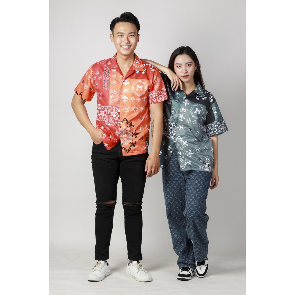 31 Áo Sơ Mi Unisex Hoạ Tiết Tay Ngắn Cổ Vest Thời Trang nam nữ Vải Lụa Chính hãng Local Brand Mi Midori