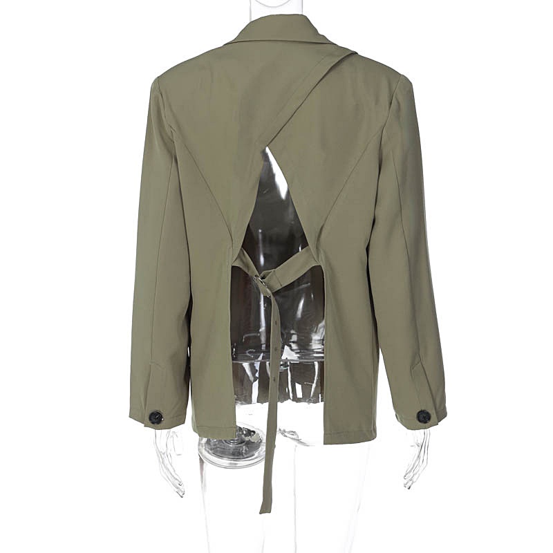 Áo Khoác Dài Tay Phối Dây Ruy Băng Thời Trang Đường Phố Cá Tính Cho Nữ