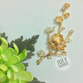 Cành hoa mai mạ vàng đính đá