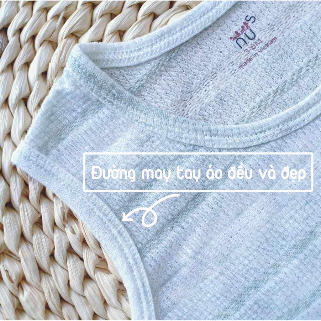 Bộ quần áo ba lỗ sợi tre NUS họa tiết & kẻ sọc cho bé trai, bé gái (size từ 3 tháng đến 4 tuổi)