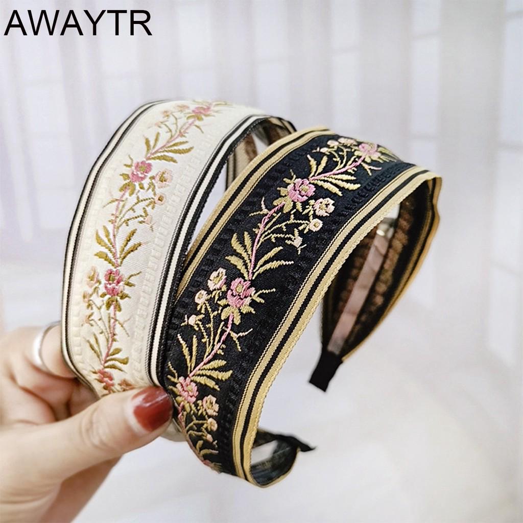 Băng đô cài tóc thêu hoa phong cách retro Âu Mỹ