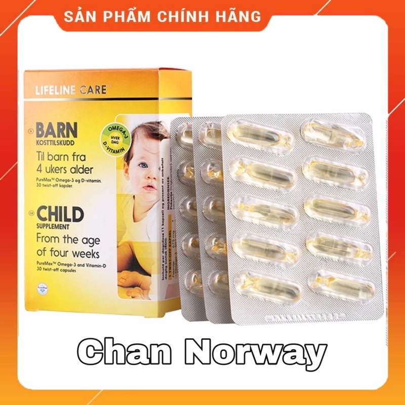 [CHÍNH HÃNG] Dầu Cá Kim Cương DHA Vitamin D3 Lifeline Care Barn Nauy cho bé từ 4 tuần tuổi 🇳🇴