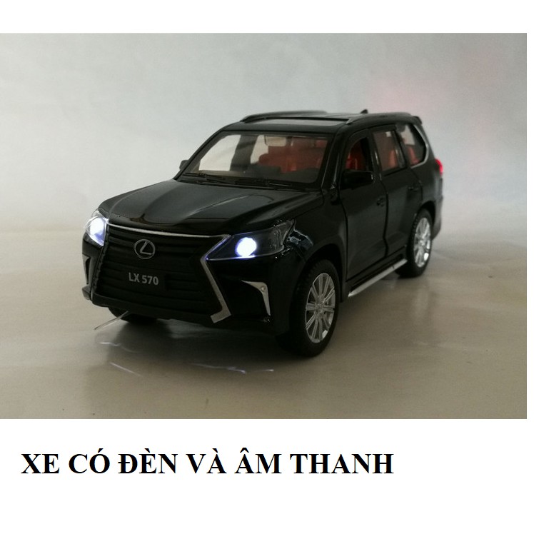 Mô hình xe ô tô Lexus LX570 tỉ lệ 1:32 - Xe ô tô bằng kim loại có đèn và âm thanh mở các cửa - xe chạy bằng cót