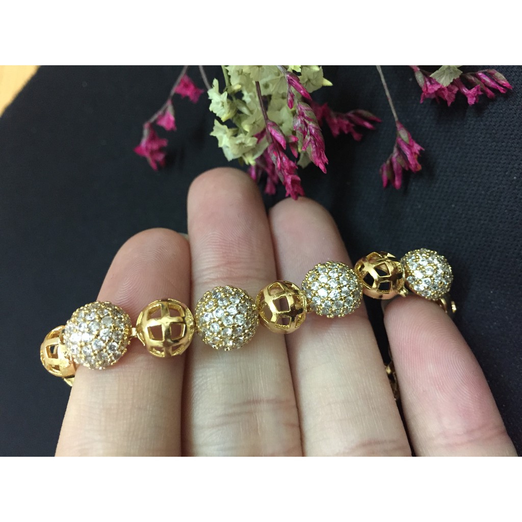 Lắc tay nữ vòng bi sang chảnh phủ vàng 24k