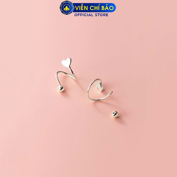 Bông tai bạc nữ xoắn Trái tim chất liệu bạc 925 thời trang phụ kiện trang sức Viễn Chí Bảo B400331