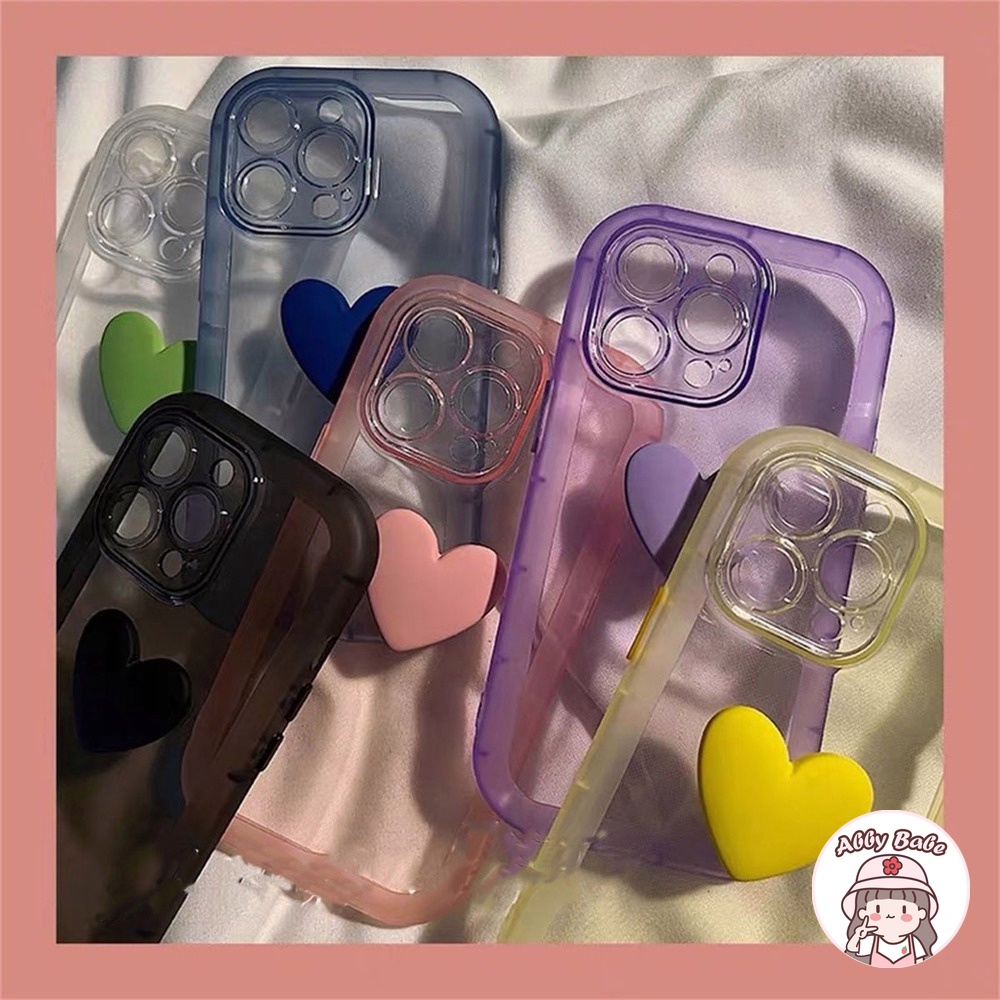 Ốp Điện Thoại TPU Mềm Chống Sốc In Hình Trái Tim Màu Macaron Cho Iphone 11 7Plus 13 12 11 Pro Max X XS 12 13 XR
