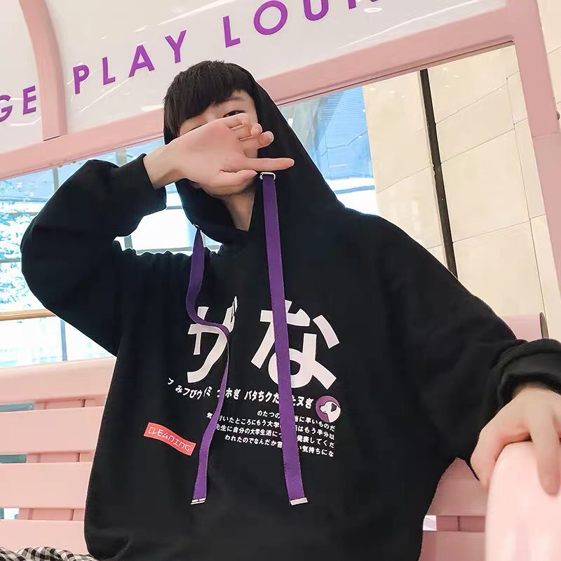 Áo hoodie nỉ unisex form rộng WIND In Chữ Hàn nam nữ phong cách ulzzang Wind