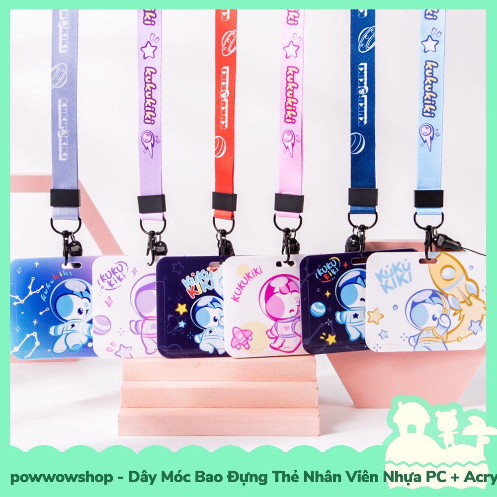 [Sẵn VN - Hỏa Tốc] Dây Móc Bao Đựng Thẻ Nhân Viên Nhựa PC + Acrylic Mẫu Unicorn Astronaut Kuku &amp; Kiki