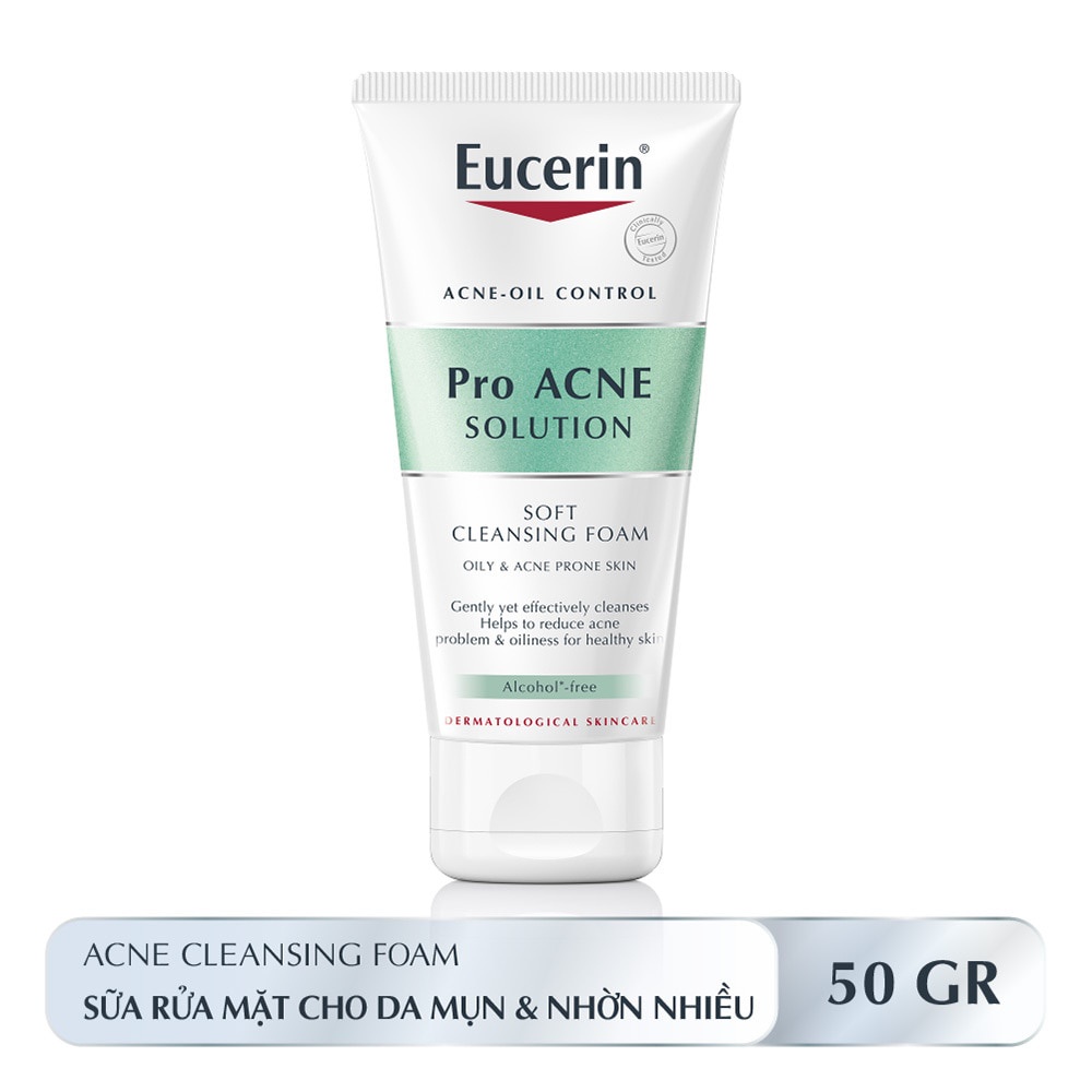 Sữa Rửa Mặt Eucerin Tạo Bọt Dịu Nhẹ Cho Da Mụn Pro Acne Solution Soft 50g