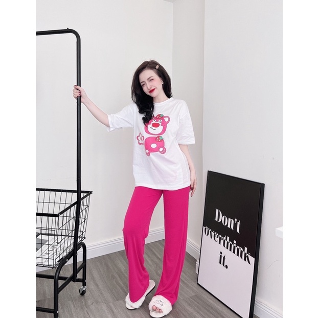 Set áo cotton gấu quần thêu gấu túi xinh xắn hình thật