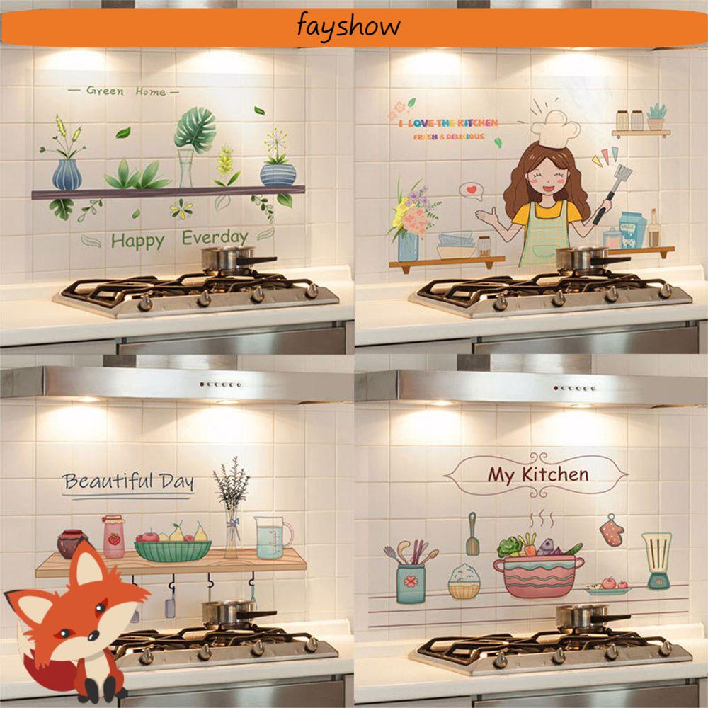 Giấy Dán Tường Trong Suốt Chống Dầu Chịu Nhiệt Cao Họa Tiết Ngọn Lửa Dễ Thương Trang Trí Nhà Bếp