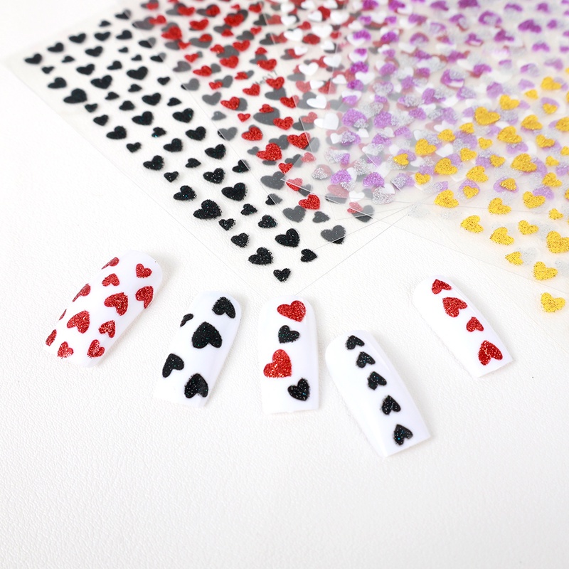1 Tờ Miếng Dán Trang Trí Móng Tay Hình Trái Tim Xinh Xắn