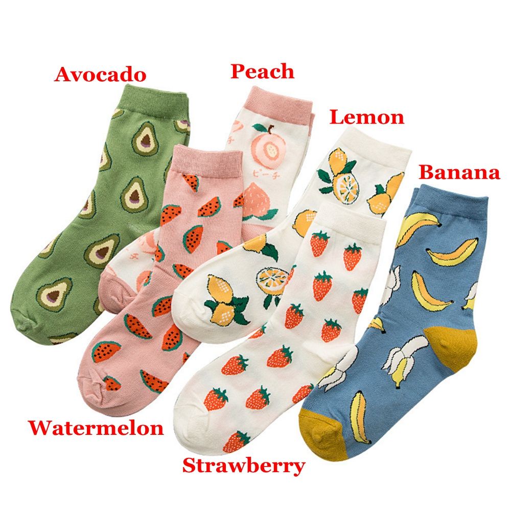 Đôi vớ cotton in họa tiết trái cây dễ thương MIHAN1