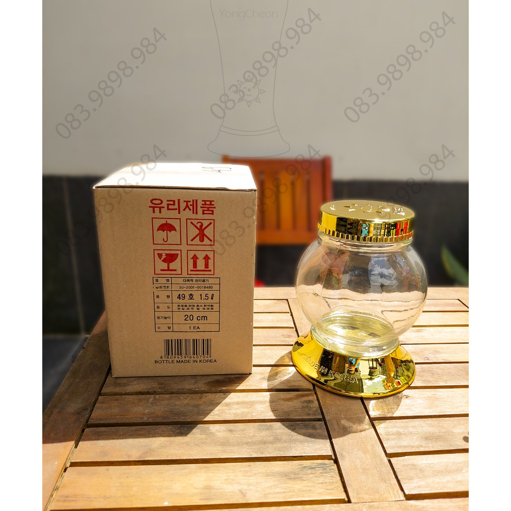 Bình thủy tinh Ngâm rượu 1,5L HÀN QUỐC YongCheon hình Cầu No49. Hàng cao cấp - Phóng to sâm - Bảo vệ sức khỏe. | BigBuy360 - bigbuy360.vn