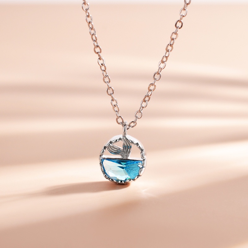 Bộ Trang Sức Mặt Đuôi Cá Đính Đá Pha Lê Thời Trang