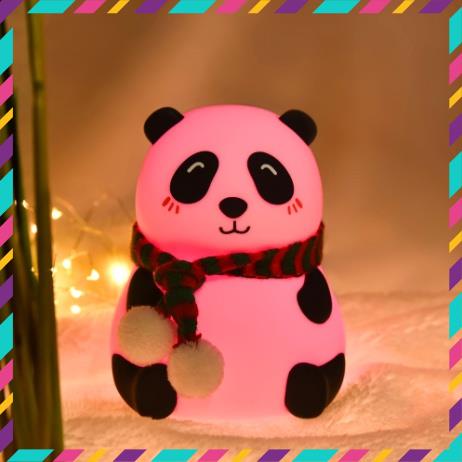 Đèn ngủ Panda bằng silicone mềm Đèn LED 7 màu - vỗ nhẹ đổi màu sắc