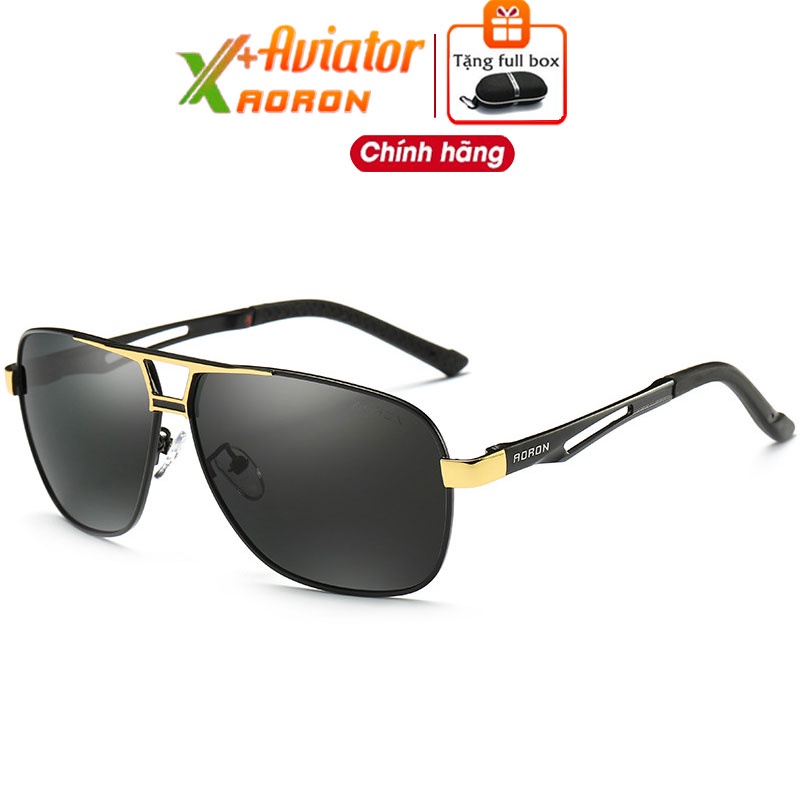 Kính Mát Nam Cao Cấp Chính Hãng Aviator Aoron 8521 tròng polaroid phân cực chống UV chống choi chói lóa