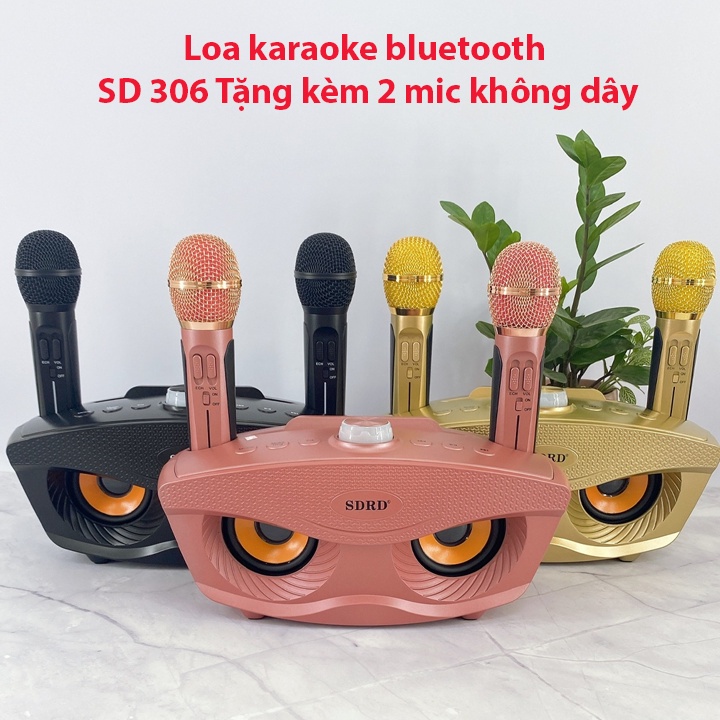 Loa Bluetooth SD-306 Không dây - loa karaoke mini tặng kèm 2 mic bluetooth - BH 6 THÁNG