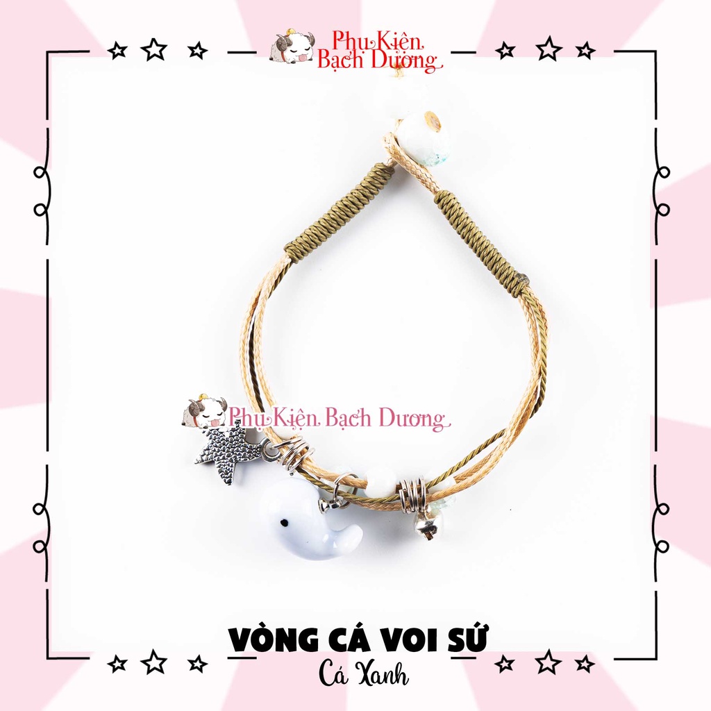 Vòng Tay charm Cá Voi Sứ Xinh Đẹp