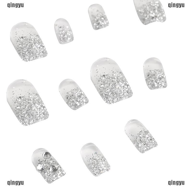Bộ 24 móng giả đính đá dùng để trang trí móng tiện dụng