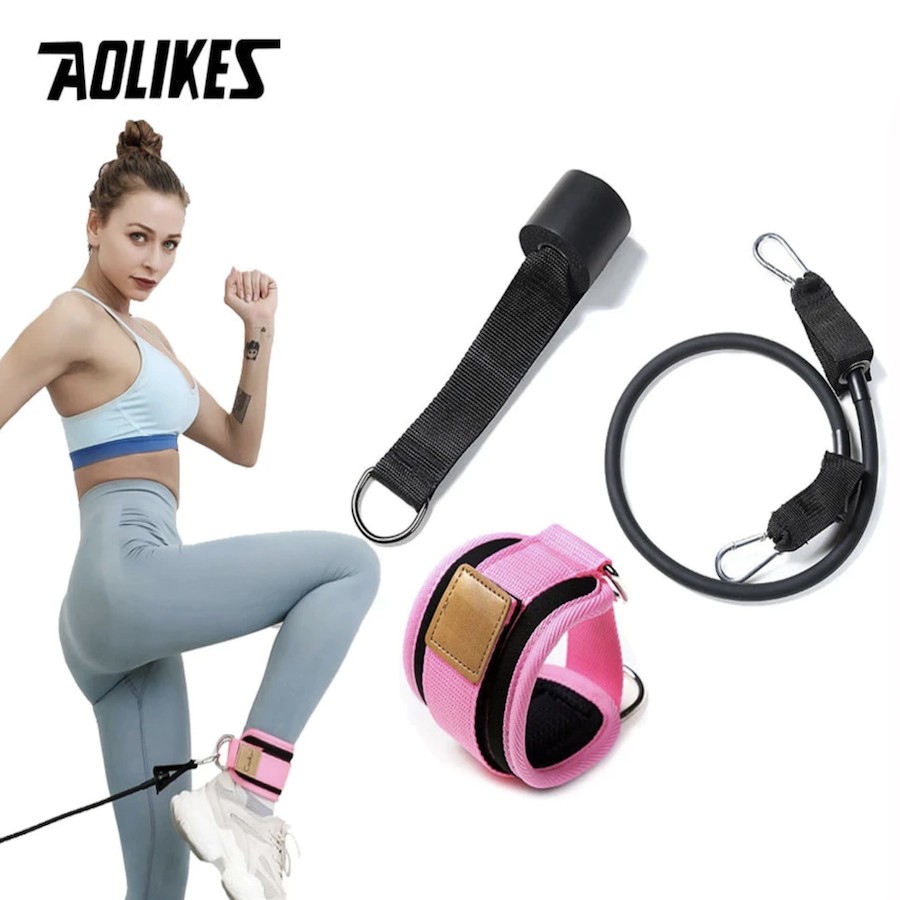 SET Dây Kháng Lực Tập Mông AOLIKES Có Quấn Cổ Chân Legs Pulley Strap Lifting Fitness