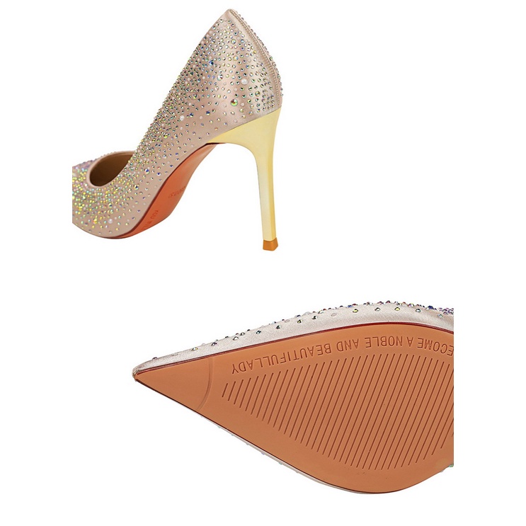 Giày Cao Gót Mũi Nhọn Đính Đá Lấp Lánh Phong Cách Âu Mỹ Quyến Rũ