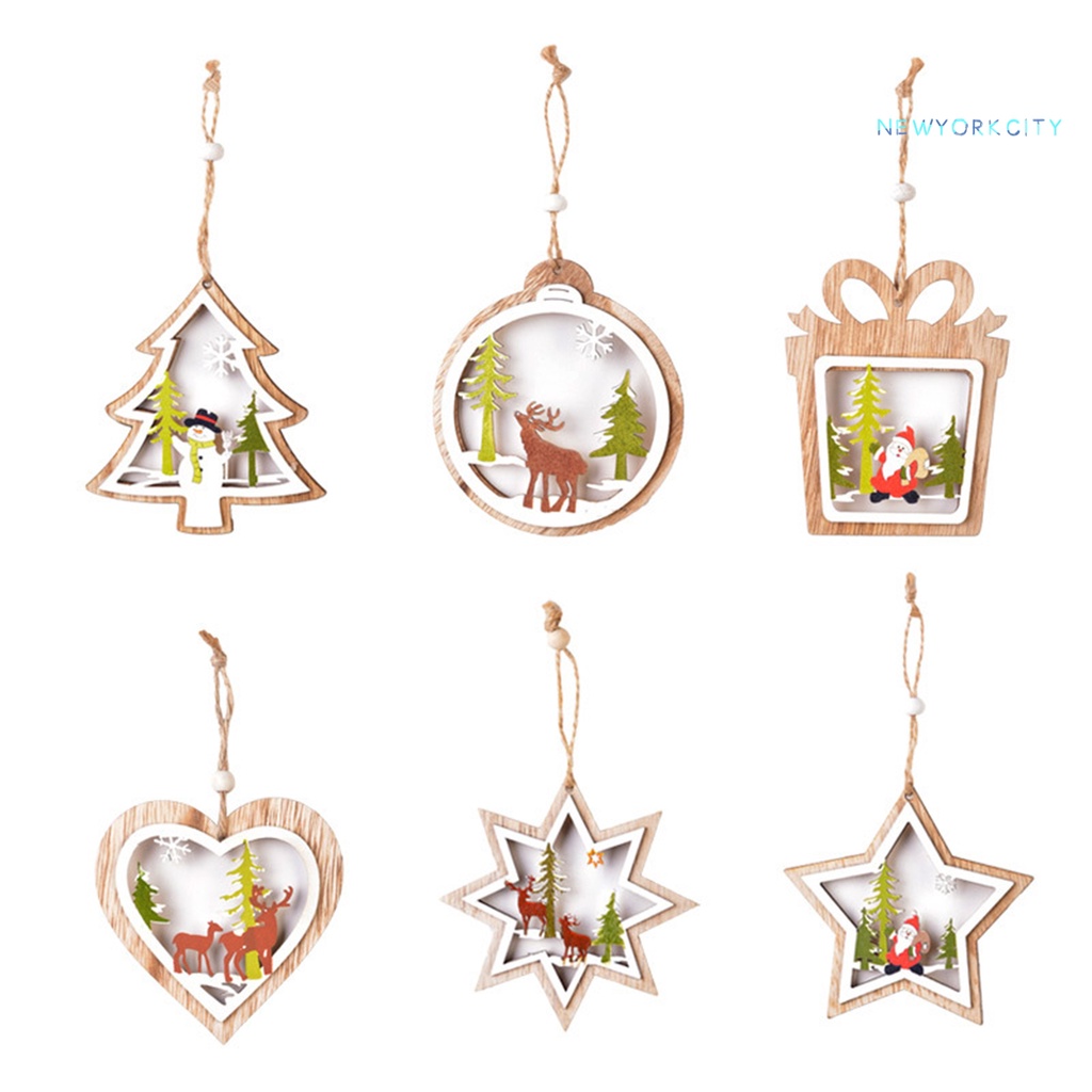 Phụ Kiện Trang Trí Giáng Sinh Bằng Gỗ Thiết Kế Khoét Rỗng Độc Đáo