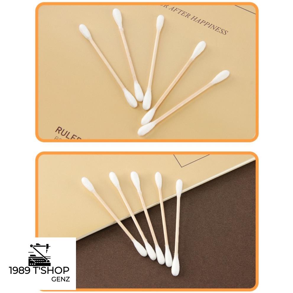 Tăm Bông Thân Gỗ, Tăm Bông Ráy Tai Thân Thiện Với Môi Trường Bịch 100 Que