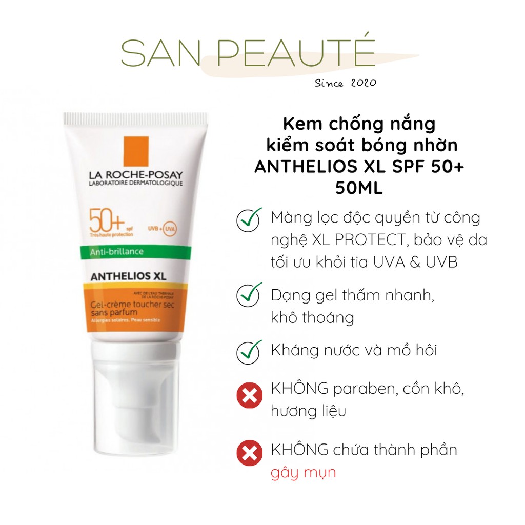 [MẪU MỚI] Kem chống nắng La Roche Posay kiểm soát bóng nhờn ANTHELIOS XL SPF 50+ 50ML