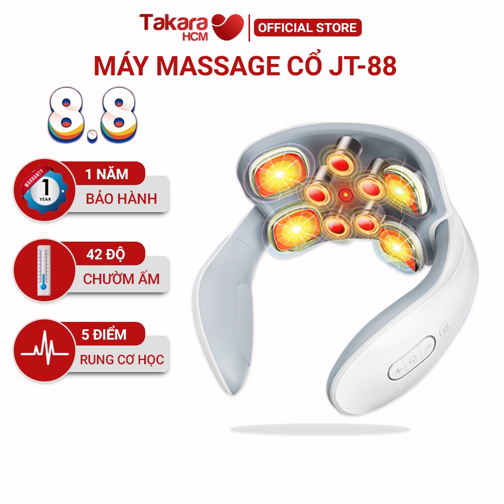Máy massage cổ vai gáy Takara JT88, mát xa xung điện với 5 điểm rung trị liệu chuyên sâu BH 12 tháng