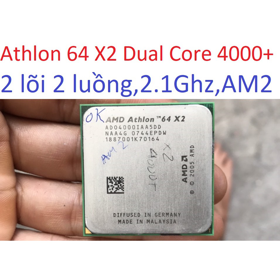 tặng keo - bộ vi xử lý CPU Athlon 64 X2 Dual Core 4000+ socket am2 cho máy tính pc processor AD04000IAA5DD